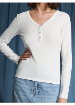 Sinsay - Bluzka z długimi rękawami - kremowy ze sklepu Sinsay w kategorii Bluzki damskie - zdjęcie 188426019