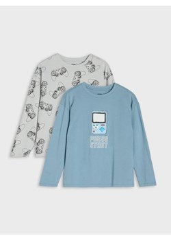 Sinsay - Bawełniane koszulki z nadrukiem 2 pack - mid blue ze sklepu Sinsay w kategorii T-shirty chłopięce - zdjęcie 188426038
