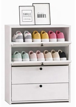 Biała Uchylna Szafka Na Buty F6-D89 ze sklepu Edinos.pl w kategorii Zestawy mebli do przedpokoju - zdjęcie 188426156