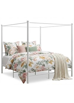 Białe rustykalne łóżko małżeńskie 200x200 cm M2-W97 ze sklepu Edinos.pl w kategorii Łóżka i materace - zdjęcie 188426176