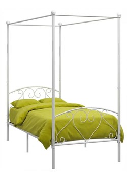 Białe metalowe łóżko z baldachimem 90x200 cm Z6-N63 ze sklepu Edinos.pl w kategorii Łóżka i materace - zdjęcie 188426187