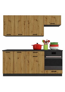 Komplet mebli kuchennych grafit + dąb artisan N1-F80 ze sklepu Edinos.pl w kategorii Zestawy mebli kuchennych - zdjęcie 188426229