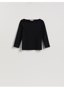 Reserved - Bawełniany longsleeve - czarny ze sklepu Reserved w kategorii Bluzki damskie - zdjęcie 188431426