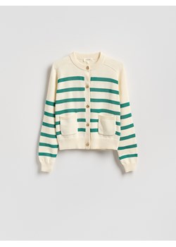 Reserved - Bawełniany kardigan w paski - zielony ze sklepu Reserved w kategorii Swetry damskie - zdjęcie 188431455