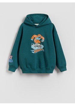 Reserved - Bawełniana bluza Hot Wheels - ciemny turkus ze sklepu Reserved w kategorii Bluzy chłopięce - zdjęcie 188431575