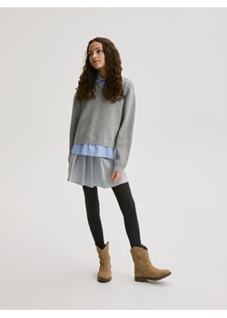 Reserved - Sweter z imitacją koszuli - jasnoszary ze sklepu Reserved w kategorii Swetry dziewczęce - zdjęcie 188431605