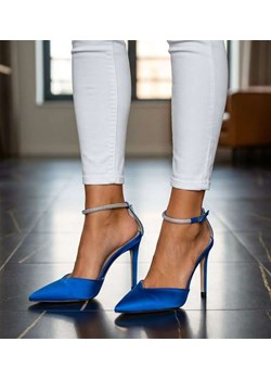 Niebieskie czółenka szpilki z paskiem /B3-3 16197 G155/ ze sklepu Pantofelek24.pl w kategorii Czółenka - zdjęcie 188431748