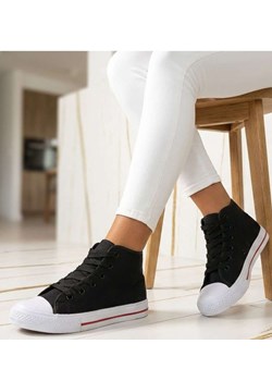 Wysokie czarne rampki damskie /G13-1 14296 T131/ ze sklepu Pantofelek24.pl w kategorii Trampki damskie - zdjęcie 188431749