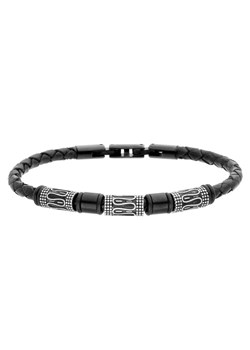 Czarny męski rzemień na rękę bransoletka z etno charmsami ze sklepu manoki.pl w kategorii Bransolety - zdjęcie 188432455