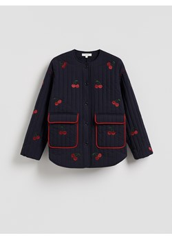 Reserved - Bawełniana kurtka z haftem - granatowy ze sklepu Reserved w kategorii Kurtki damskie - zdjęcie 188432688