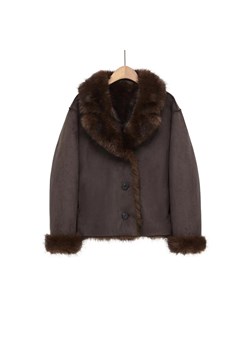 Damska zimowa kurtka z futerkiem - Brązowy XS ze sklepu Intimica.pl w kategorii Kurtki damskie - zdjęcie 188433168