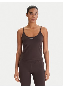 Guess Top V6RP14 KD952 Brązowy Slim Fit ze sklepu MODIVO w kategorii Bluzki damskie - zdjęcie 188433675