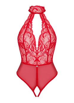 Obsessive czerwone koronkowe body damskie z otwartym krokiem Dagmarie, Kolor czerwony, Rozmiar XS/S, Obsessive ze sklepu Intymna w kategorii Body damskie - zdjęcie 188434337