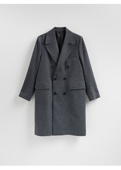 Reserved - Dwurzędowy płaszcz z dodatkiem wełny - szary ze sklepu Reserved w kategorii Płaszcze męskie - zdjęcie 188435976