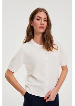 Sweter z krótkimi rękawami biały ze sklepu Moodo.pl w kategorii Swetry damskie - zdjęcie 188436255