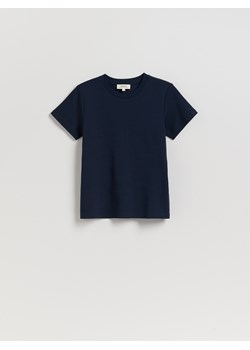 Reserved - Bawełniany t-shirt - granatowy ze sklepu Reserved w kategorii Bluzki damskie - zdjęcie 188436397