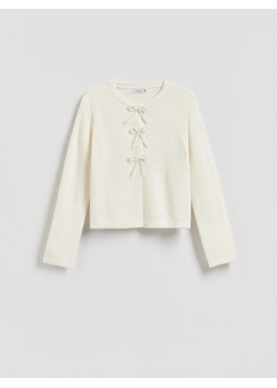 Reserved - Kardigan z kokardkami - kremowy ze sklepu Reserved w kategorii Swetry damskie - zdjęcie 188436448