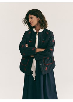 Reserved - Bawełniana kurtka z haftem - granatowy ze sklepu Reserved w kategorii Kurtki damskie - zdjęcie 188436476