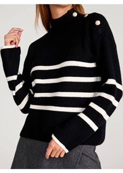 Sinsay - Prążkowany sweter z guzikami na ramieniu - czarny ze sklepu Sinsay w kategorii Swetry damskie - zdjęcie 188436777