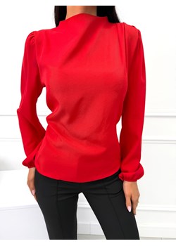 Czerwona Elegancka Bluzka ze Stójką ze sklepu ModnaKiecka.pl w kategorii Bluzki damskie - zdjęcie 188443535