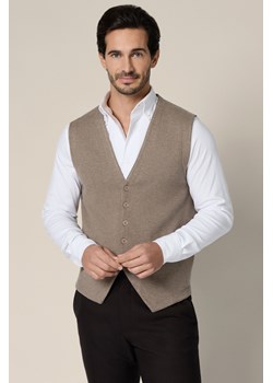 Kamizelka Męska Beżowa z Wiskozą Lior ze sklepu Lancerto S.A. w kategorii Swetry męskie - zdjęcie 188443565