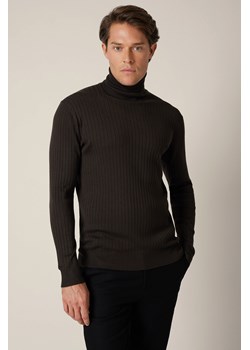 Golf Męski Brązowy z Wiskozą Vorn ze sklepu Lancerto S.A. w kategorii Swetry męskie - zdjęcie 188443579