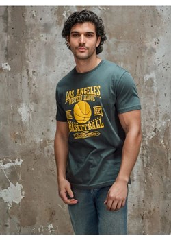 Sinsay - Bawełniana koszulka z nadrukiem - zielony ze sklepu Sinsay w kategorii T-shirty męskie - zdjęcie 188446018