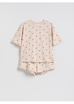 Reserved - Dwuczęściowa piżama w serca - kremowy ze sklepu Reserved w kategorii Piżamy damskie - zdjęcie 188446309