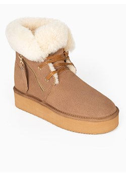 Gooce Skórzane botki zimowe "Agarita" w kolorze jasnobrązowym ze sklepu Limango Polska w kategorii Śniegowce damskie - zdjęcie 188447545