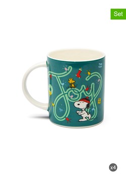 Trendy Kitchen by EXCÉLSA Kubki (4 szt.) "Peanuts Shiny" w kolorze niebiesko-zielonym - 300 ml ze sklepu Limango Polska w kategorii Naczynia - zdjęcie 188452235