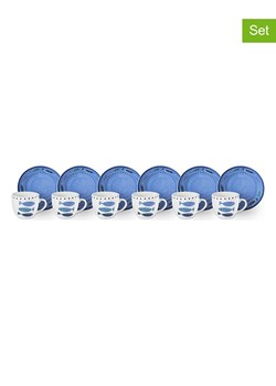 Trendy Kitchen by EXCÉLSA Filiżanki (6 szt.) "Ocean" w kolorze biało-niebieskim do kawy - 70 ml ze sklepu Limango Polska w kategorii Dzbanki i zaparzacze - zdjęcie 188452288