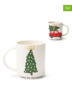 Trendy Kitchen by EXCÉLSA Kubki (4 szt.) "Ready for Christmas" w kolorze biało-zielonym - 300 ml ze sklepu Limango Polska w kategorii Naczynia - zdjęcie 188452296