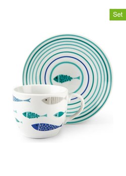 Trendy Kitchen by EXCÉLSA Filiżanki (6 szt.) w kolorze niebiesko-białym do espresso - 90 ml ze sklepu Limango Polska w kategorii Dzbanki i zaparzacze - zdjęcie 188452337