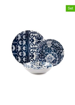 Trendy Kitchen by EXCÉLSA 18-częściowy zestaw talerzy "Blue Silk" w kolorze granatowym ze sklepu Limango Polska w kategorii Naczynia - zdjęcie 188452839