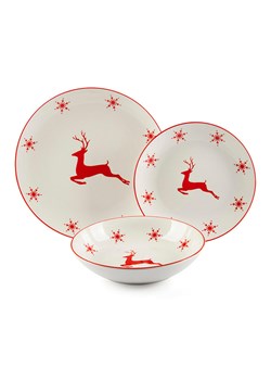 Trendy Kitchen by EXCÉLSA 18-częściowy zestaw talerzy "Nordic Christmas" w kolorze biało-czerwonym ze sklepu Limango Polska w kategorii Naczynia - zdjęcie 188452847