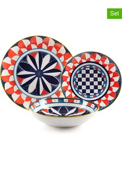 Trendy Kitchen by EXCÉLSA 18-częściowy zestaw talerzy "Sciacca" w kolorze niebiesko-czerwonym ze sklepu Limango Polska w kategorii Naczynia - zdjęcie 188452858