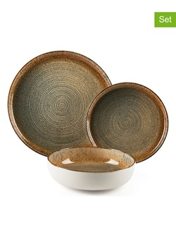Trendy Kitchen by EXCÉLSA 12-częściowy zestaw talerzy "Demetra" w kolorze jasnobrązowym ze sklepu Limango Polska w kategorii Naczynia - zdjęcie 188452987