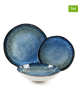 Trendy Kitchen by EXCÉLSA 12-częściowy zestaw talerzy "Poseidone" w kolorze niebieskim ze sklepu Limango Polska w kategorii Naczynia - zdjęcie 188453017