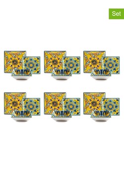 Trendy Kitchen by EXCÉLSA 18-częściowy zestaw talerzy "Trinacria" w kolorze błękitno-żółtym ze sklepu Limango Polska w kategorii Naczynia - zdjęcie 188453089