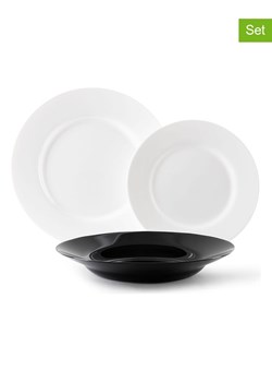 Trendy Kitchen by EXCÉLSA 18-częściowy zestaw talerzy w kolorze biało-czarnym ze sklepu Limango Polska w kategorii Naczynia - zdjęcie 188453196