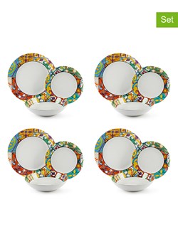 Trendy Kitchen by EXCÉLSA 12-częściowy zestaw talerzy "Belem" w kolorze białym ze wzorem ze sklepu Limango Polska w kategorii Naczynia - zdjęcie 188453225