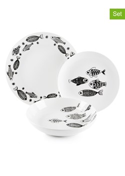 Trendy Kitchen by EXCÉLSA 18-częściowy zestaw talerzy "Black Sea" w kolorze biało-czarnym ze sklepu Limango Polska w kategorii Naczynia - zdjęcie 188453297