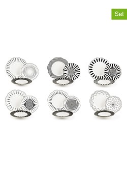 Trendy Kitchen by EXCÉLSA 18-częściowy zestaw talerzy "Alice" w kolorze czarno-białym ze sklepu Limango Polska w kategorii Naczynia - zdjęcie 188453318