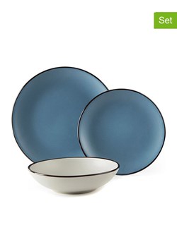 Trendy Kitchen by EXCÉLSA 18-częściowy zestaw talerzy w kolorze biało-niebieskim ze sklepu Limango Polska w kategorii Naczynia - zdjęcie 188453378