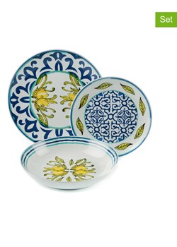 Trendy Kitchen by EXCÉLSA 18-częściowy zestaw talerzy "Amalfi" w kolorze niebiesko-żółtym ze sklepu Limango Polska w kategorii Naczynia - zdjęcie 188453419