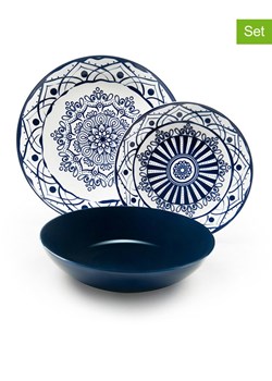 Trendy Kitchen by EXCÉLSA 18-częściowy zestaw talerzy "Boheme" w kolorze biało-niebieskim ze sklepu Limango Polska w kategorii Naczynia - zdjęcie 188453439