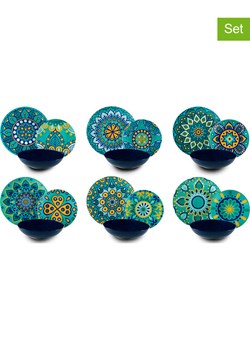 Trendy Kitchen by EXCÉLSA 18-częściowy zestaw talerzy w kolorze niebieskim ze sklepu Limango Polska w kategorii Naczynia - zdjęcie 188453445