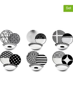 Trendy Kitchen by EXCÉLSA 18-częściowy zestaw talerzy w kolorze czarno-białym ze sklepu Limango Polska w kategorii Naczynia - zdjęcie 188453448