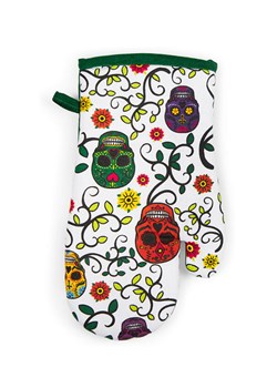 Trendy Kitchen by EXCÉLSA Rękawica kuchenna "Calavera" w kolorze zielonym ze wzorem - 32 x 18 cm ze sklepu Limango Polska w kategorii Tekstylia kuchenne - zdjęcie 188453919
