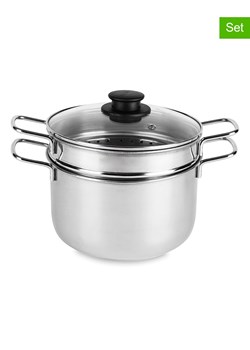 Trendy Kitchen by EXCÉLSA 3-częściowy zestaw "Cottura Eco" w kolorze srebrno-czarnym ze sklepu Limango Polska w kategorii Garnki - zdjęcie 188453955